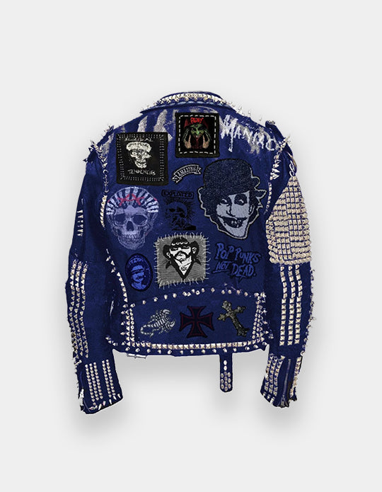 Studwork Spiked Gothic Men, Steampunk Studded Jacket, Cowhide Leather Patchwork, Dead Kennedy Clothing, Skull Social Tendencies Jacket 